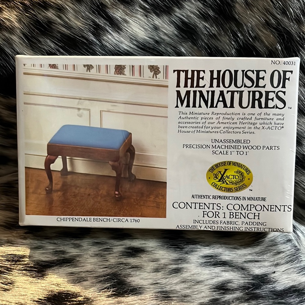 New in package The House of Miniatures unassembled chippendale bench Circa 1760